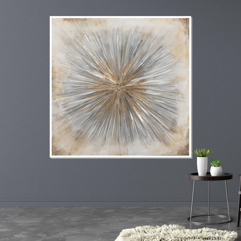 Golden Burst Abstract, Textured Canvas Art, Modern Wall Art, Starburst Canvas Design, Metallic Decor, Ready to Hang, Abstract Art Canvas