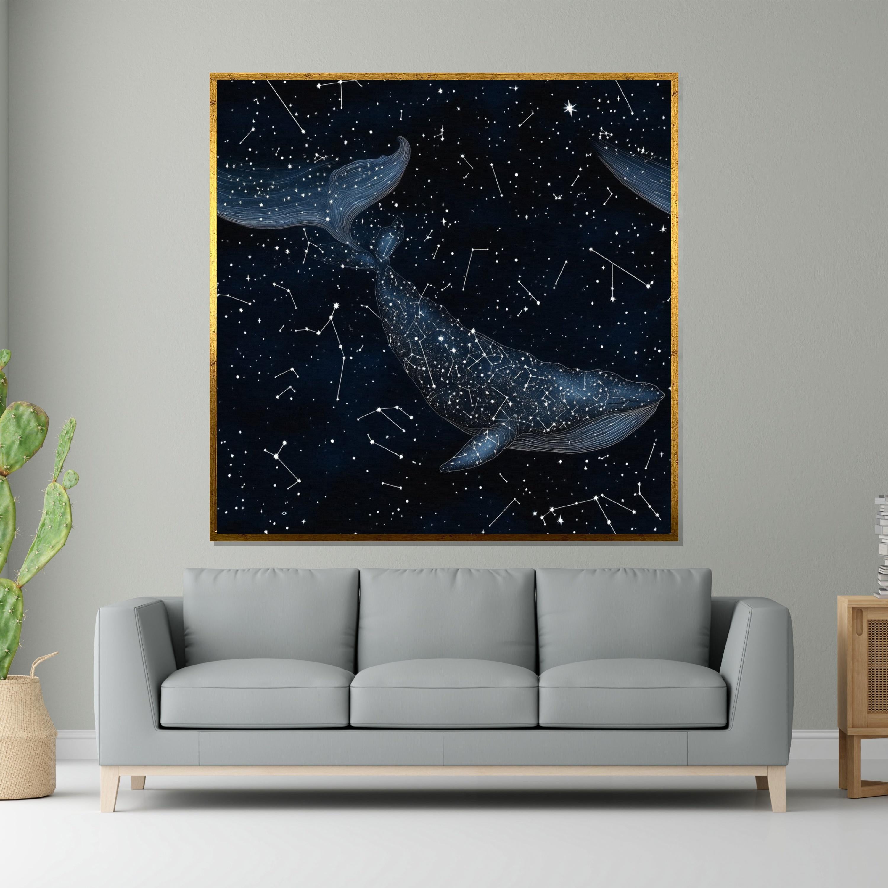 Celestial Whale Canvas, Starry Night Whale Art, Constellation Wall Print, Space Ocean Poster, Wall Art Canvas Design, Ready To Hang