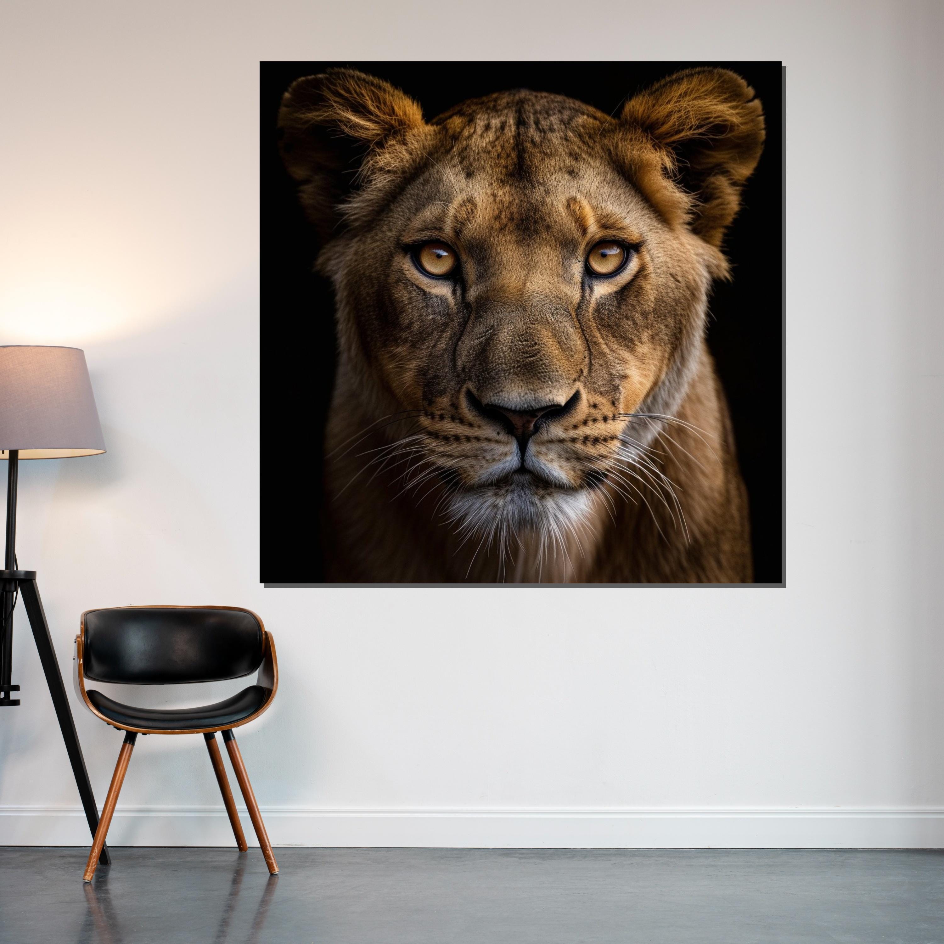 Lion Canvas Art, Majestic Lioness Wall Print, Wildlife Canvas, Animal Wall Art Design, Bold Lioness Portrait, Ready to Hang Decoration