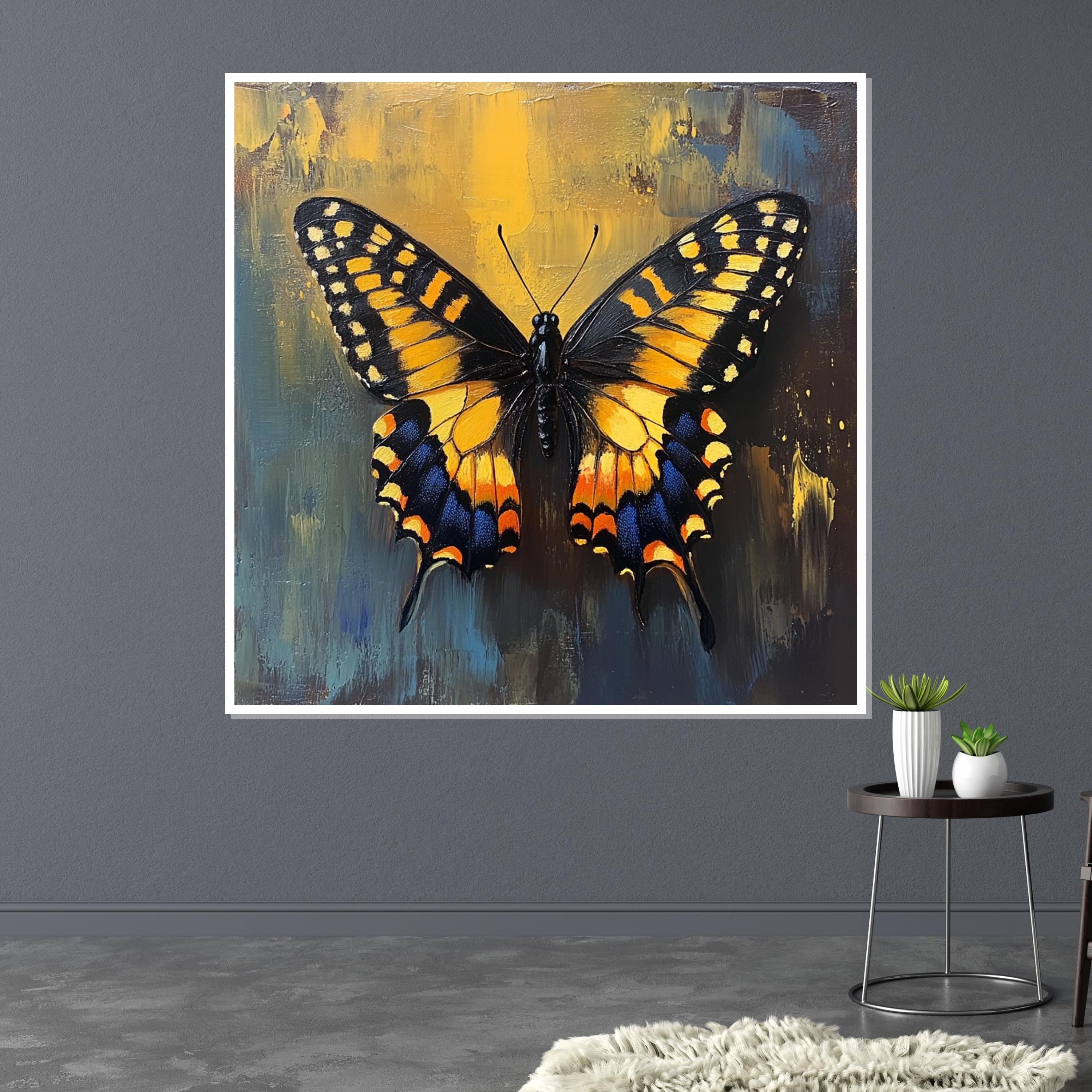 Butterfly Canvas Art, Yellow and Black Butterfly Wall Print, Nature Art Canvas, Wall Art Canvas Design, Ready to Hang Decoration