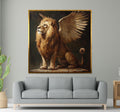 Majestic Winged Lion Canvas, Lion with Wings Art, Mythical Creature Poster, Wall Art Canvas Design, Ready To Hang Decoration