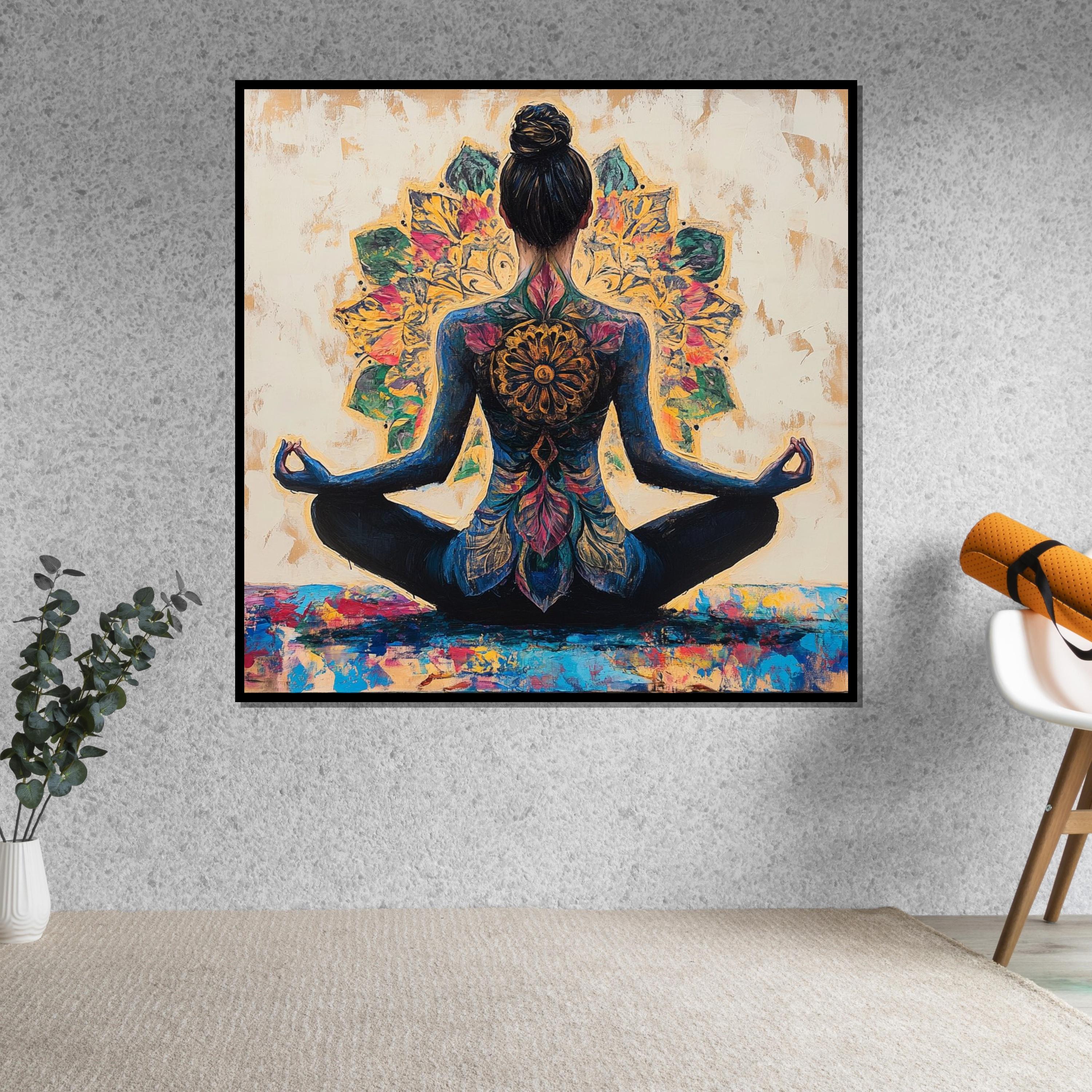 Yoga Mandala Canvas Art, Meditation Poster, Spiritual Wall Art Canvas, Colorful Meditation Print, Wall Art Canvas Design, Ready to Hang