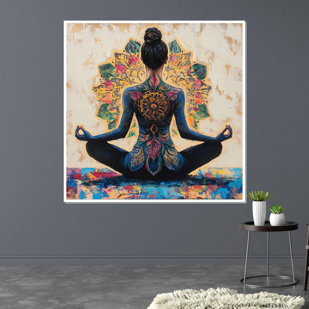 Yoga Mandala Canvas Art, Meditation Poster, Spiritual Wall Art Canvas, Colorful Meditation Print, Wall Art Canvas Design, Ready to Hang