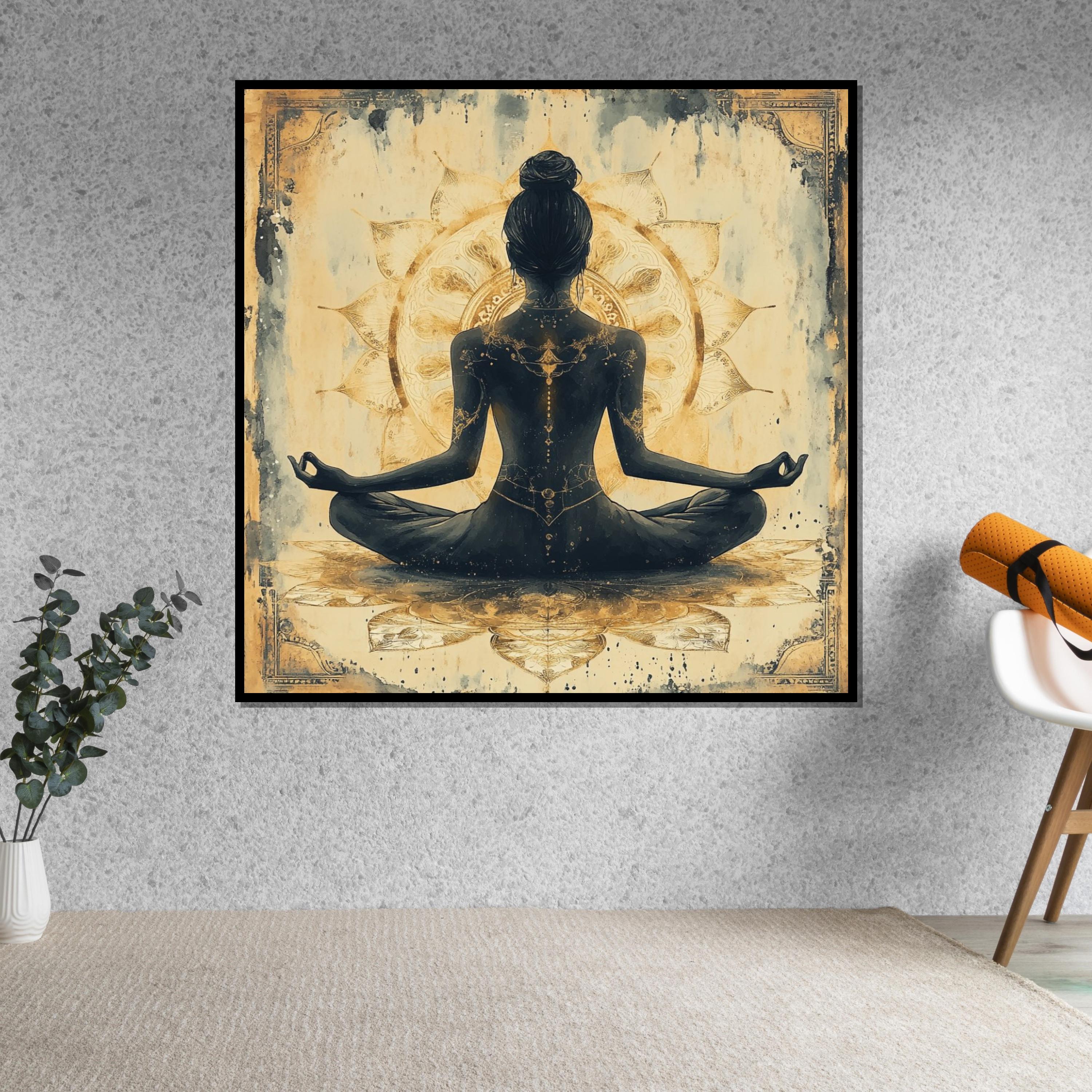 Meditative Lotus, Yoga Art Canvas, Spiritual Wall Art, Mandala Meditation Print, Zen Decor, Wall Art Canvas Design, Ready To Hang