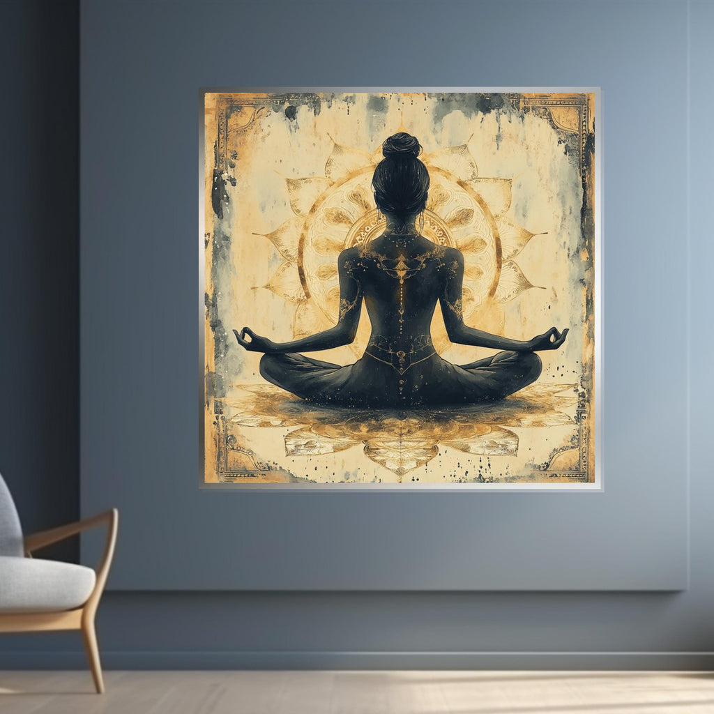 Meditative Lotus, Yoga Art Canvas, Spiritual Wall Art, Mandala Meditation Print, Zen Decor, Wall Art Canvas Design, Ready To Hang