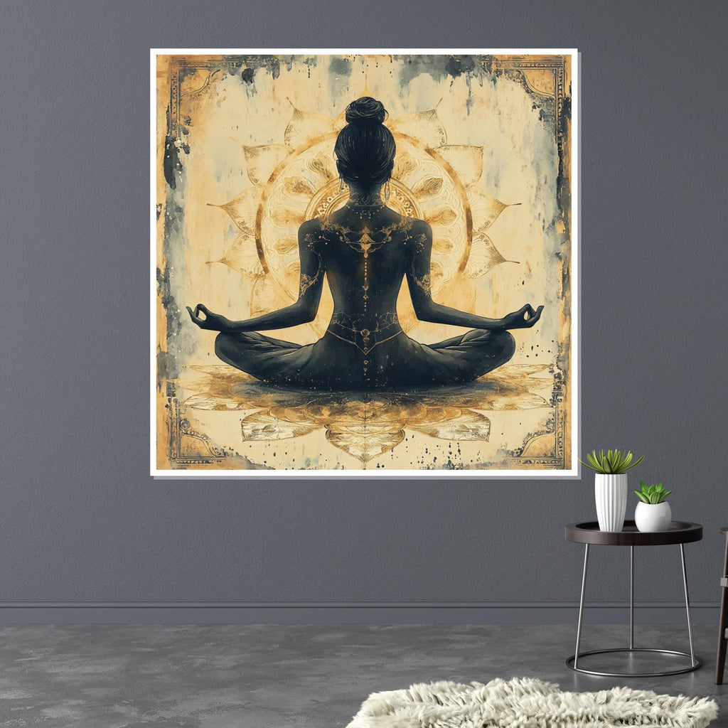 Meditative Lotus, Yoga Art Canvas, Spiritual Wall Art, Mandala Meditation Print, Zen Decor, Wall Art Canvas Design, Ready To Hang