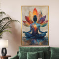 Meditative Lotus Canvas, Yoga Art, Colorful Meditation Poster, Wall Art Canvas Design, Chakra Energy, Ready to Hang Decoration