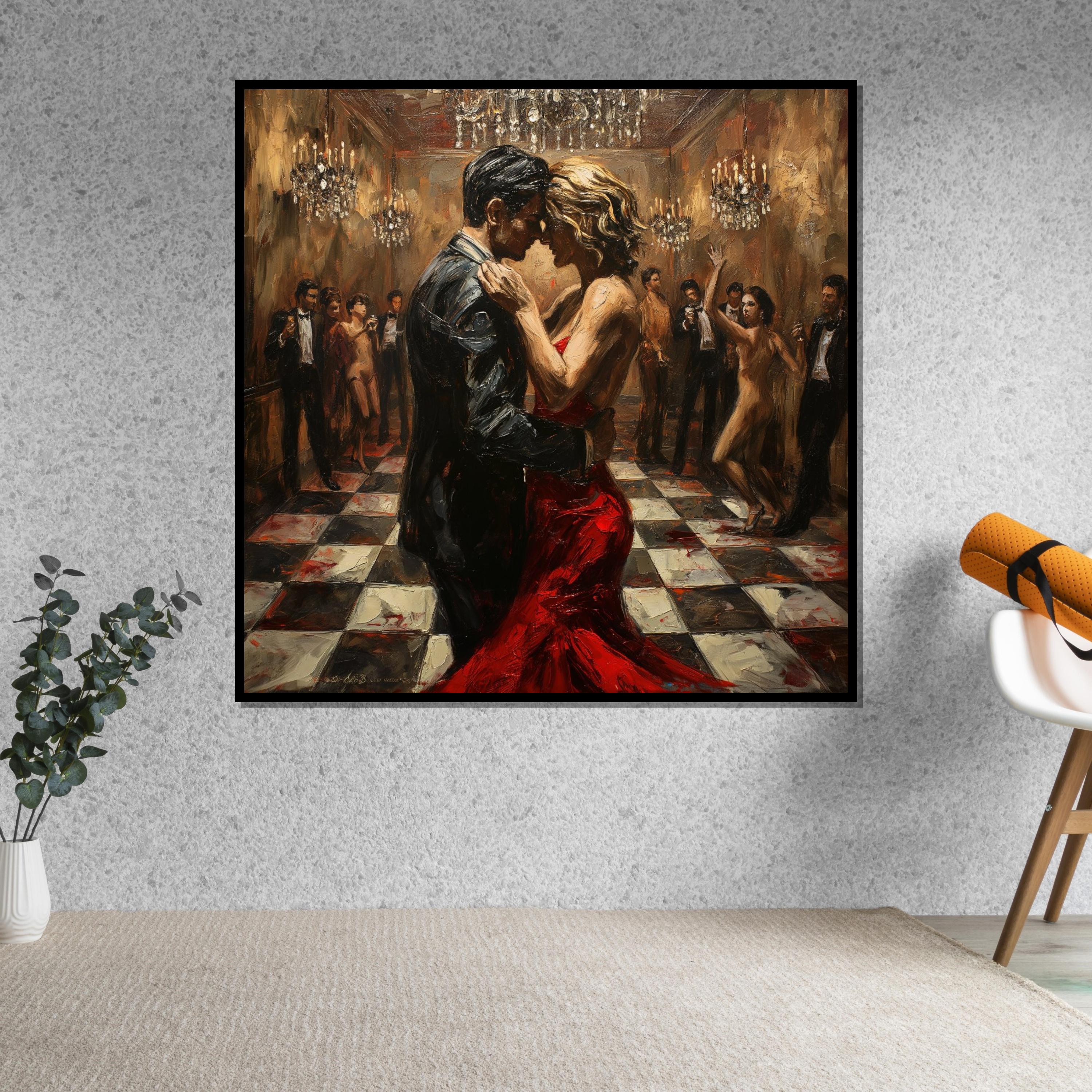Tango Passion Canvas Art, Elegant Dance Painting, Ballroom Wall Art, Romantic Wall Print, Wall Art Canvas Design, Ready to Hang Decor