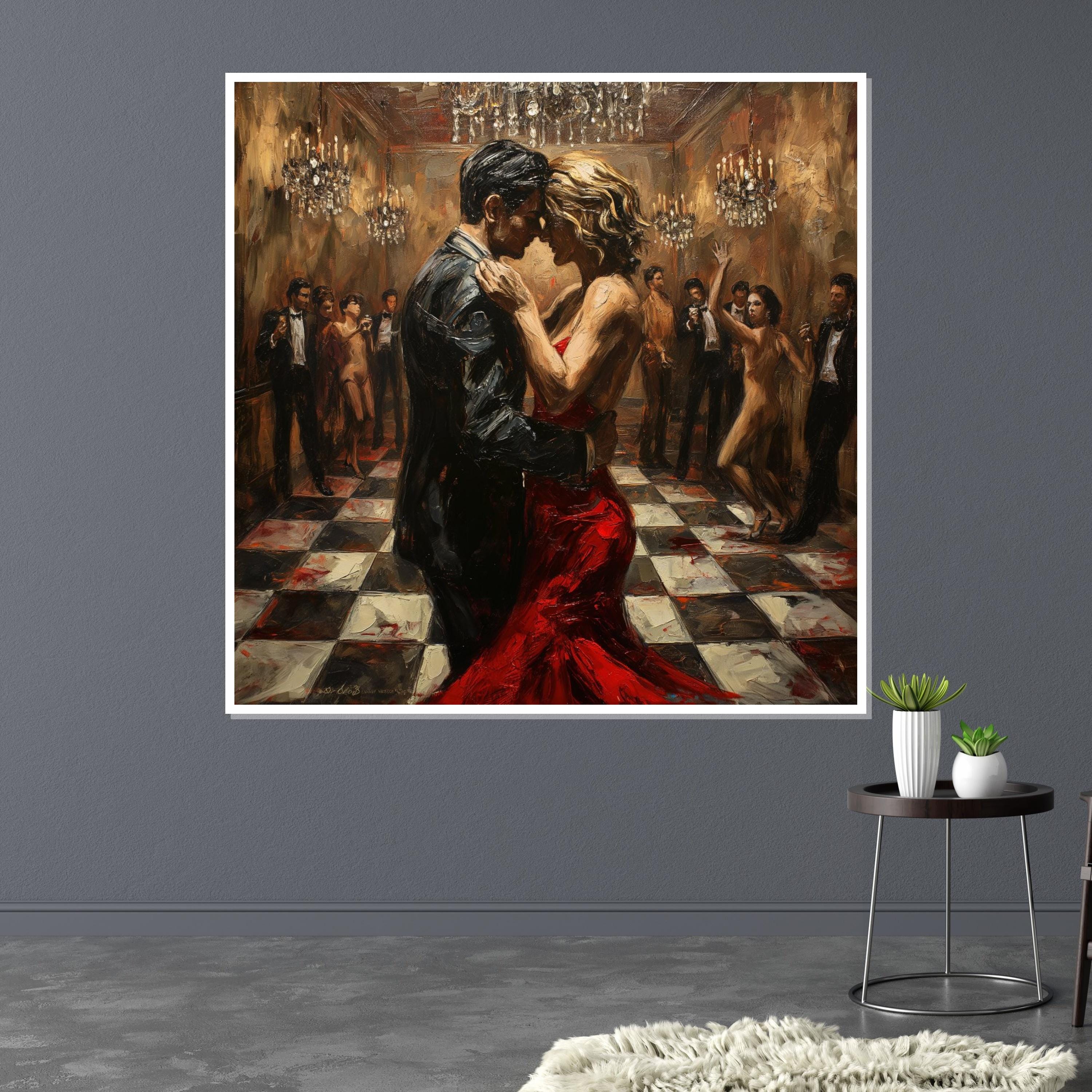 Tango Passion Canvas Art, Elegant Dance Painting, Ballroom Wall Art, Romantic Wall Print, Wall Art Canvas Design, Ready to Hang Decor