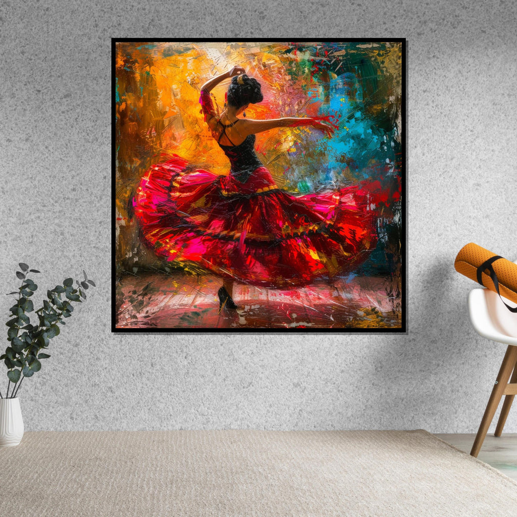 Flamenco Dancer Canvas Art, Colorful Dance Wall Art, Spanish Dancer Poster, Wall Art Canvas Design, Ready To Hang Decoration