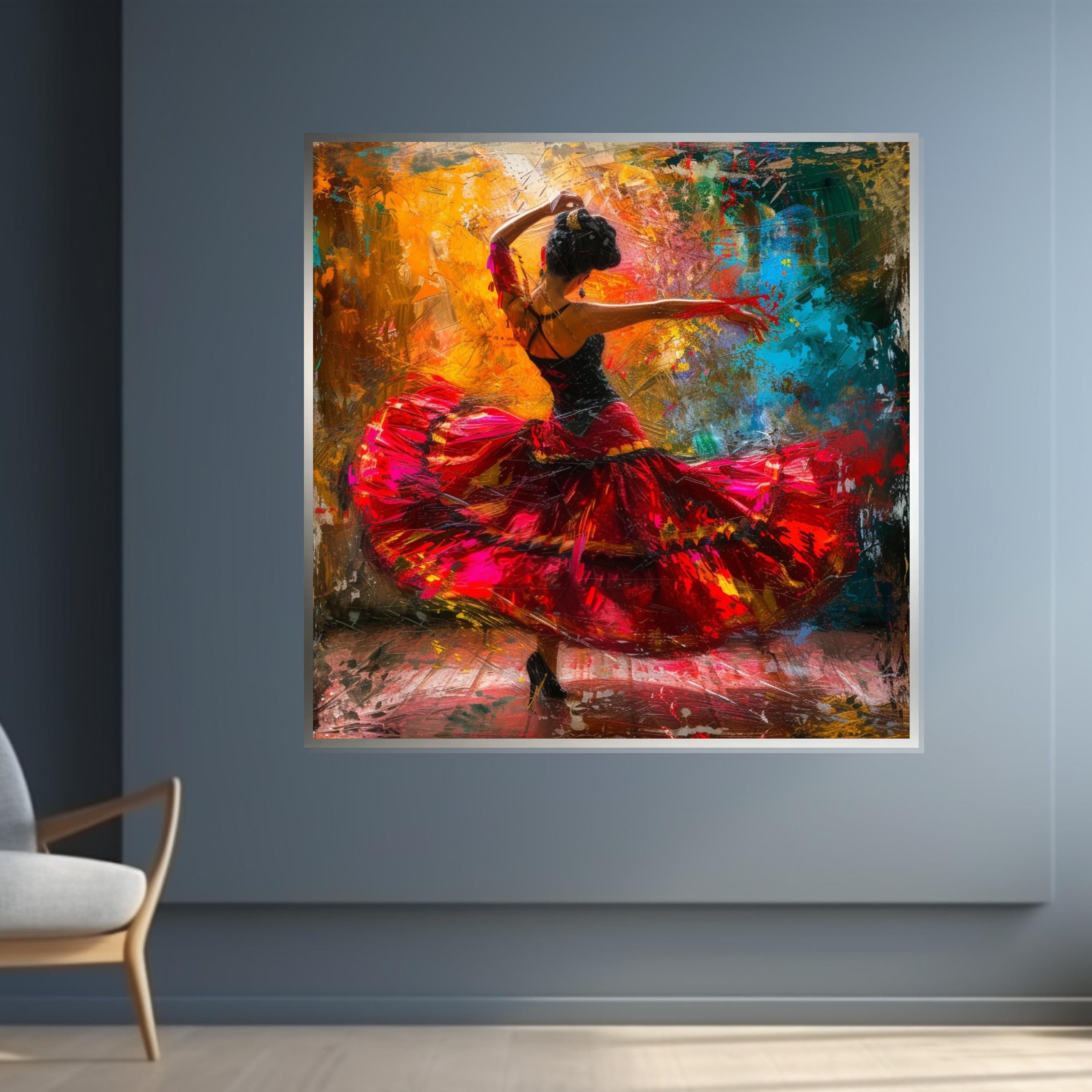 Flamenco Dancer Canvas Art, Colorful Dance Wall Art, Spanish Dancer Poster, Wall Art Canvas Design, Ready To Hang Decoration