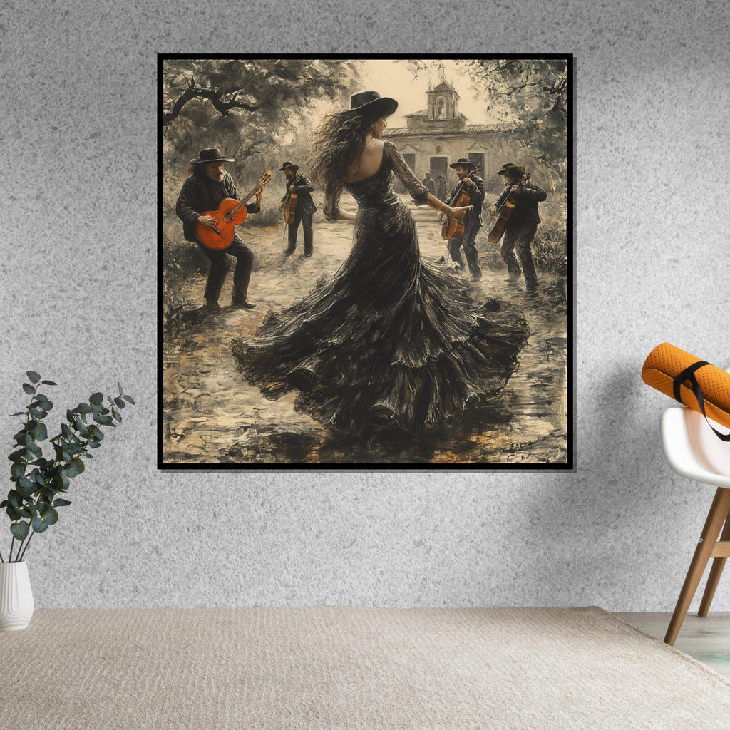 Flamenco Dancer Canvas, Spanish Music Wall Art, Guitarist Painting, Dance Scene Print, Wall Art Canvas Design, Ready to Hang Décor