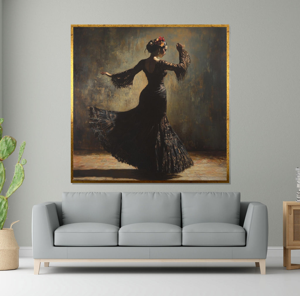 Flamenco Dancer Canvas, Elegant Dance Art, Spanish Flamenco Print, Wall Art Canvas Design, Ready To Hang Decoration