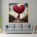 Romantic Heart Canvas, Couple in Love Art, Heart Balloon Wall Art, Romantic Wall Decor, Canvas Design, Ready to Hang Decoration