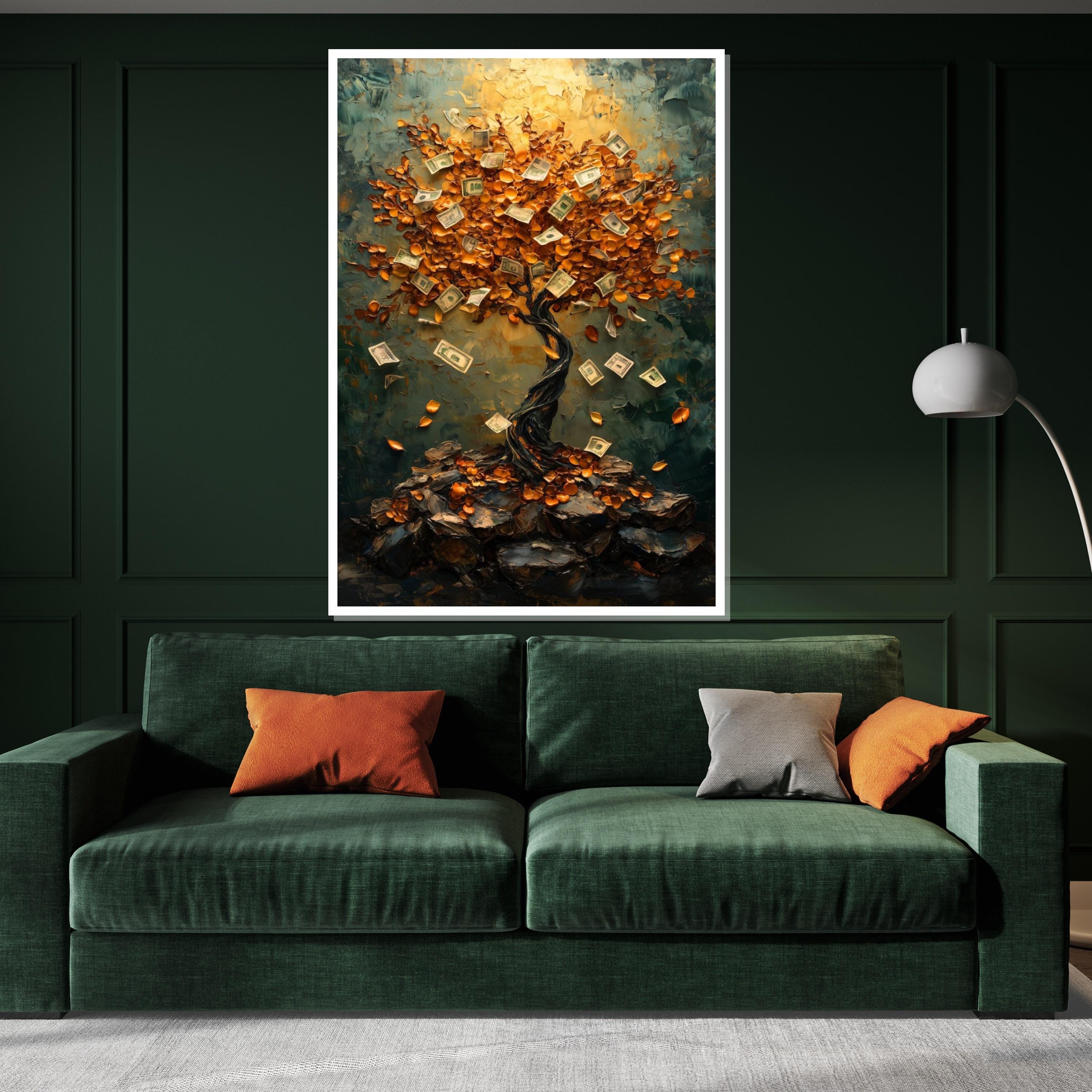 Money Tree Canvas, Prosperity Tree Art, Financial Wall Art, Abstract Canvas Design, Riches Poster, Wall Art Canvas, Ready To Hang Decor