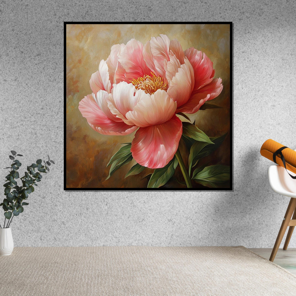 Blush Peony Canvas, Floral Wall Art, Pink Flower Print, Botanical Wall Decor, Canvas Art Design, Ready to Hang Decoration