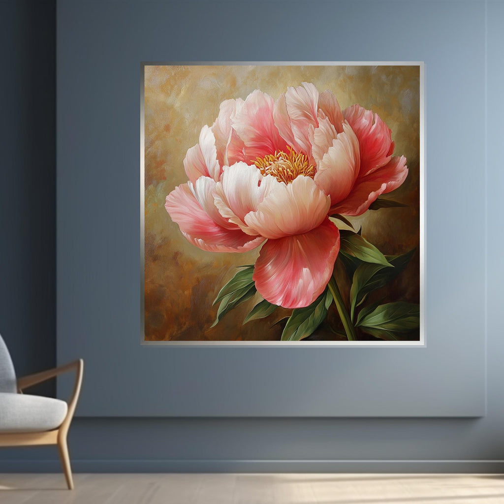 Blush Peony Canvas, Floral Wall Art, Pink Flower Print, Botanical Wall Decor, Canvas Art Design, Ready to Hang Decoration