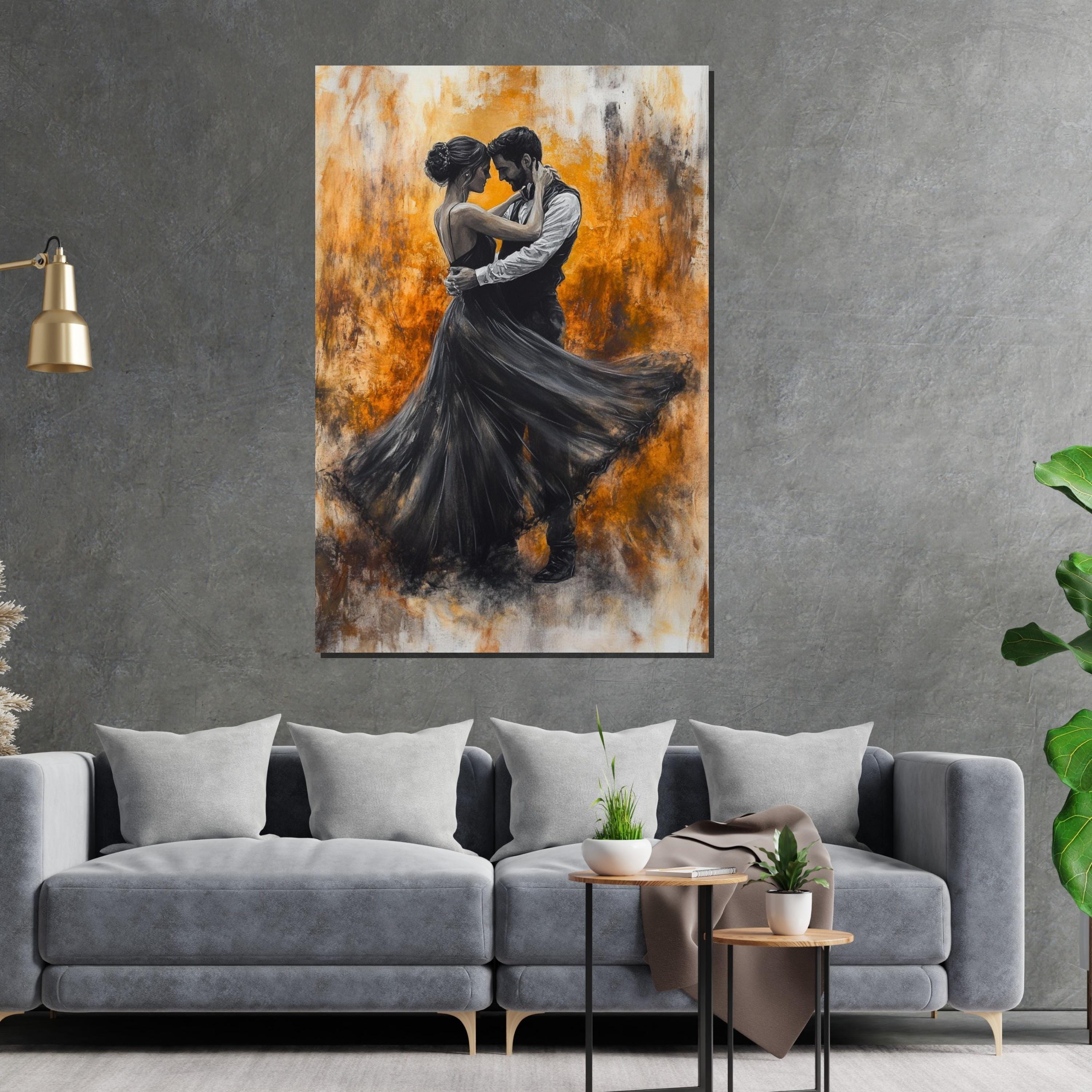 Elegant Dance Canvas, Romantic Couple Wall Art, Dancers in Motion Print, Wall Art Canvas Design, Ready to Hang Decoration