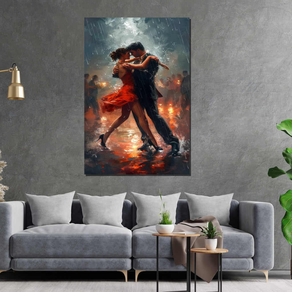 Tango Couple Canvas Art, Dance Wall Print, Romantic Dance Painting, Passionate Dance Decor, Wall Art Canvas Design, Ready to Hang Decor