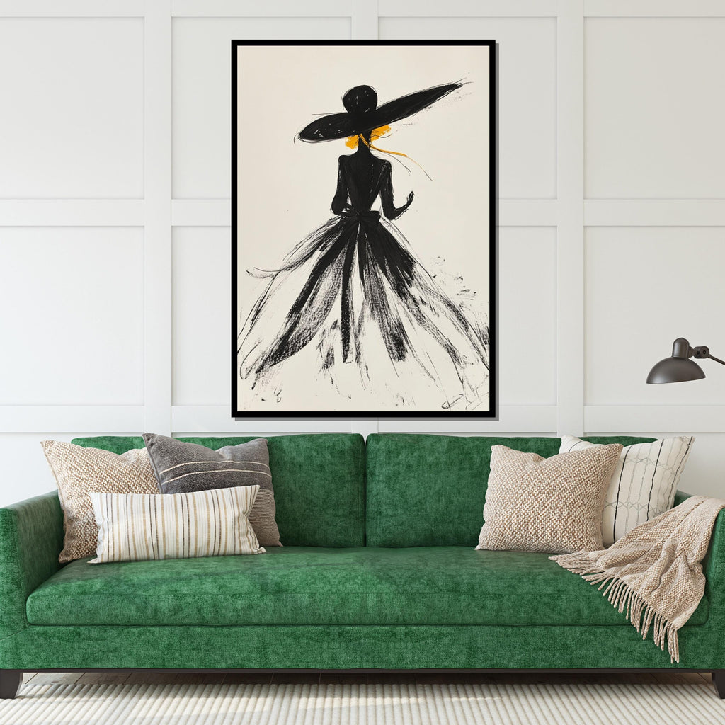 Elegant Silhouette Canvas, Fashion Art, Chic Wall Art, Modern Woman Canvas Design, Framed Art Print, Ready to Hang Decoration