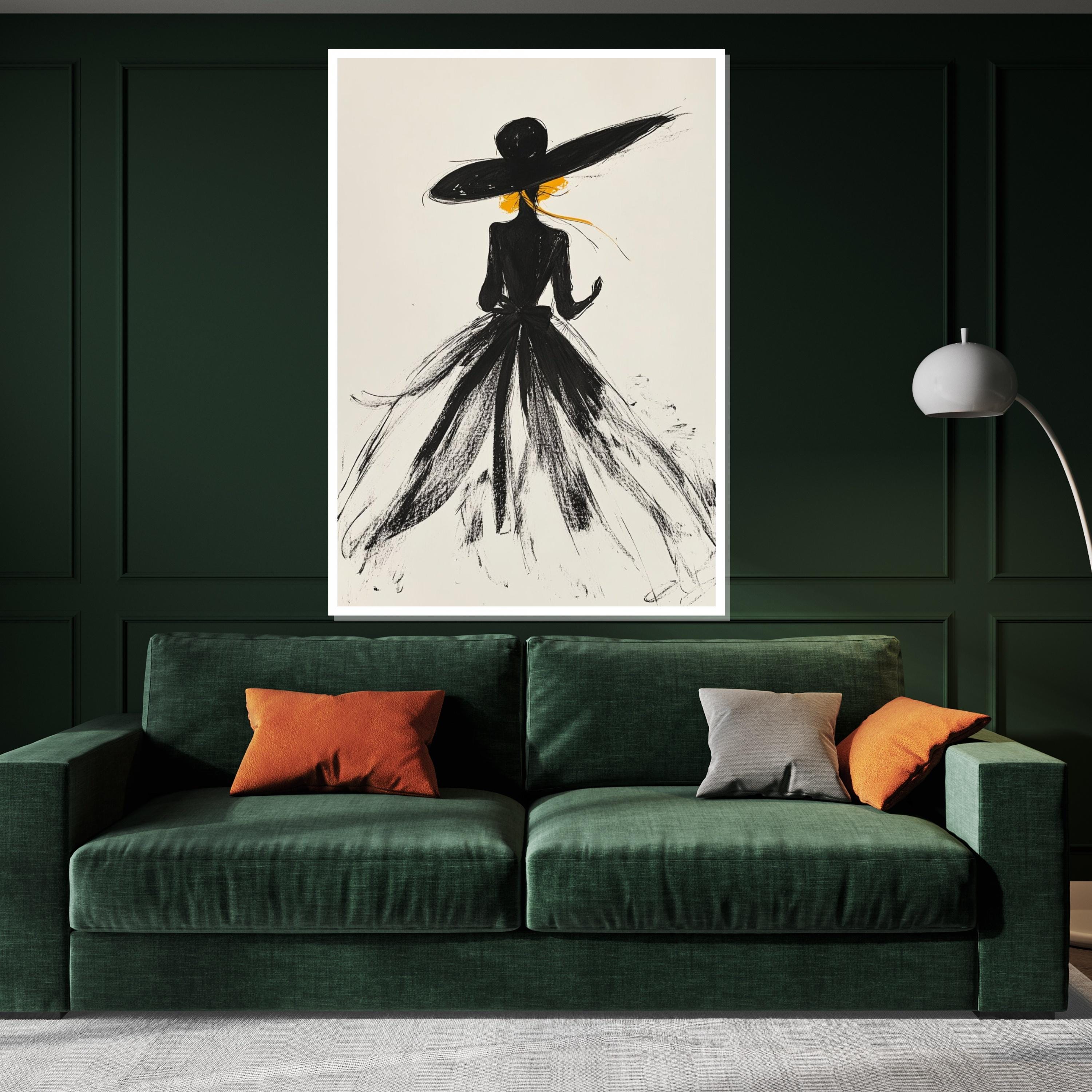Elegant Silhouette Canvas, Fashion Art, Chic Wall Art, Modern Woman Canvas Design, Framed Art Print, Ready to Hang Decoration