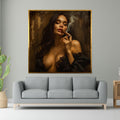 Woman Smoking Cigar Canvas Art, Sensual Portrait, Ready To Hang