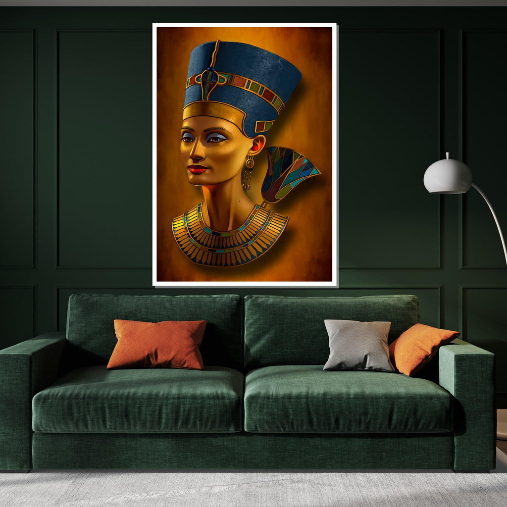 Egyptian Queen Canvas, Nefertiti Art, Wall Art Canvas Design, Ancient Royalty Poster, Ready to Hang Home Decor
