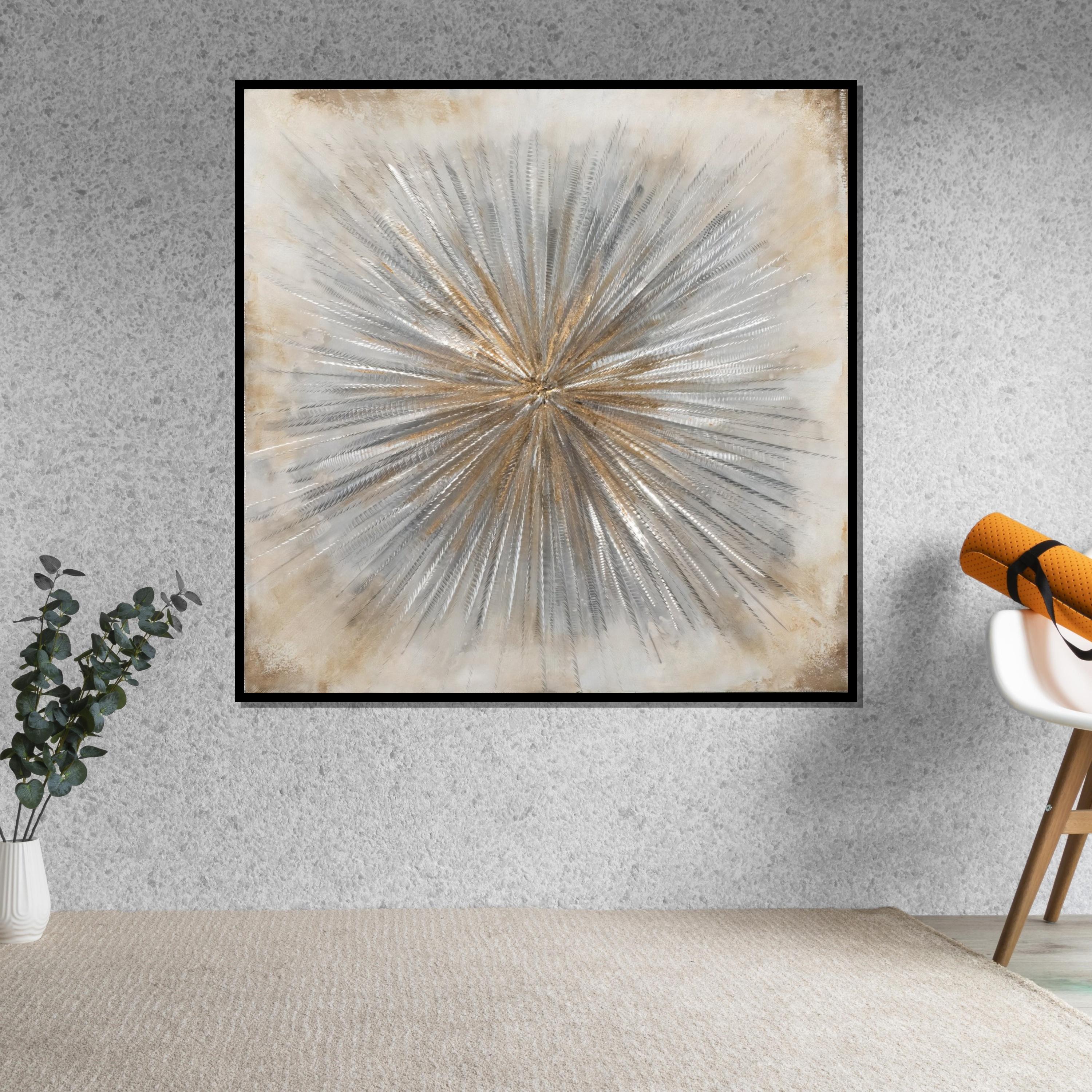 Golden Burst Abstract, Textured Canvas Art, Modern Wall Art, Starburst Canvas Design, Metallic Decor, Ready to Hang, Abstract Art Canvas
