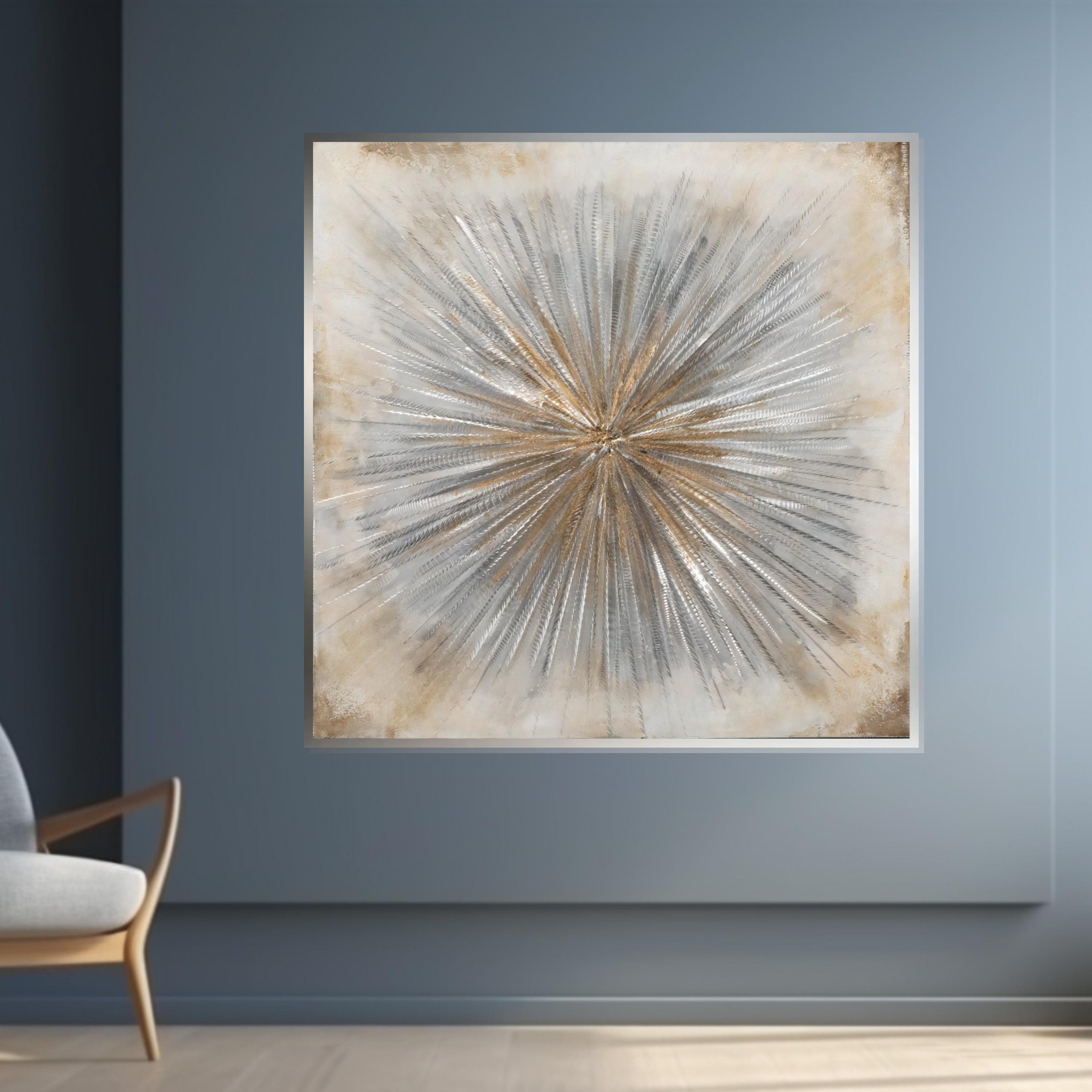 Golden Burst Abstract, Textured Canvas Art, Modern Wall Art, Starburst Canvas Design, Metallic Decor, Ready to Hang, Abstract Art Canvas