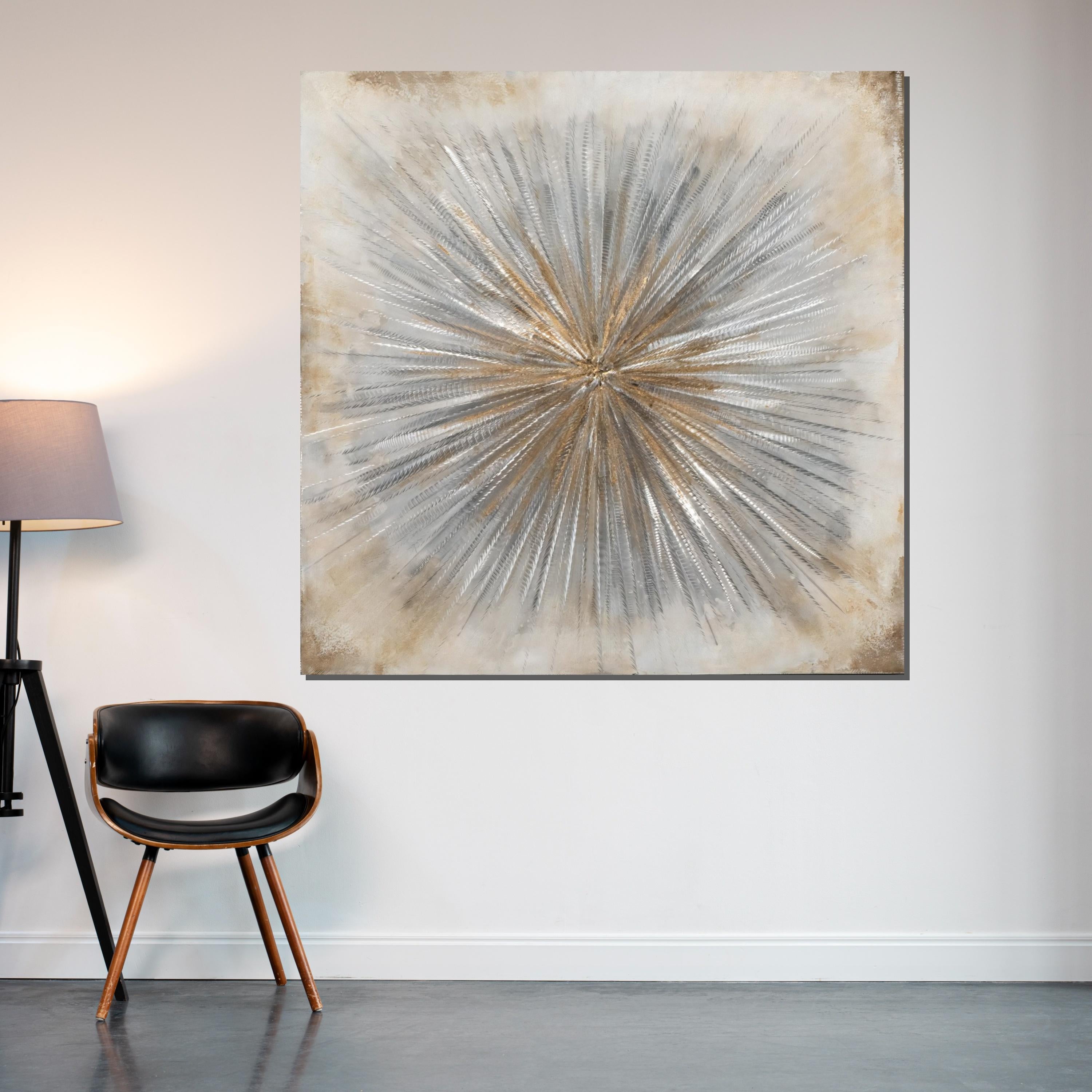 Golden Burst Abstract, Textured Canvas Art, Modern Wall Art, Starburst Canvas Design, Metallic Decor, Ready to Hang, Abstract Art Canvas