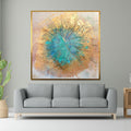 Abstract Burst Canvas, Turquoise Gold Abstract Art, Fluid Art Canvas, Wall Art Canvas Design, Ready to Hang Decoration