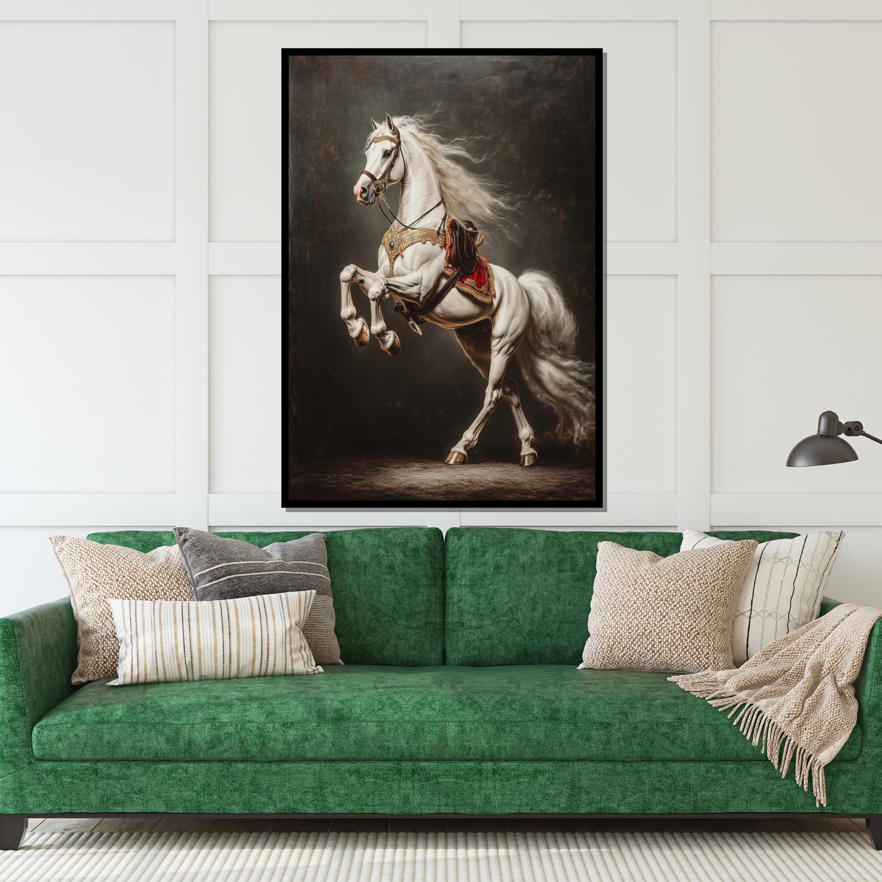 Majestic White Horse Canvas, Regal Horse Wall Art, Equestrian Canvas, Elegant Horse Poster, Wall Art Canvas Design, Ready To Hang Decoration
