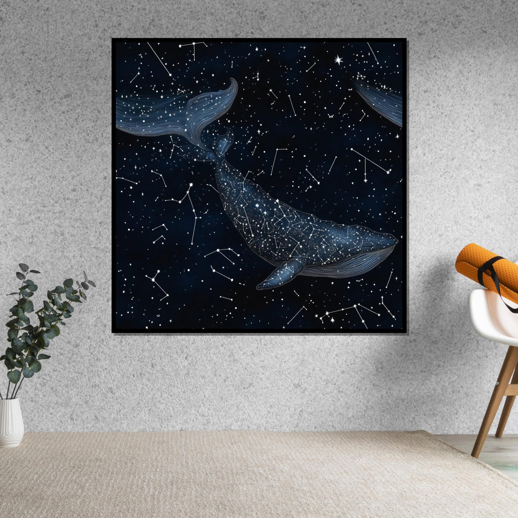 Celestial Whale Canvas, Starry Night Whale Art, Constellation Wall Print, Space Ocean Poster, Wall Art Canvas Design, Ready To Hang
