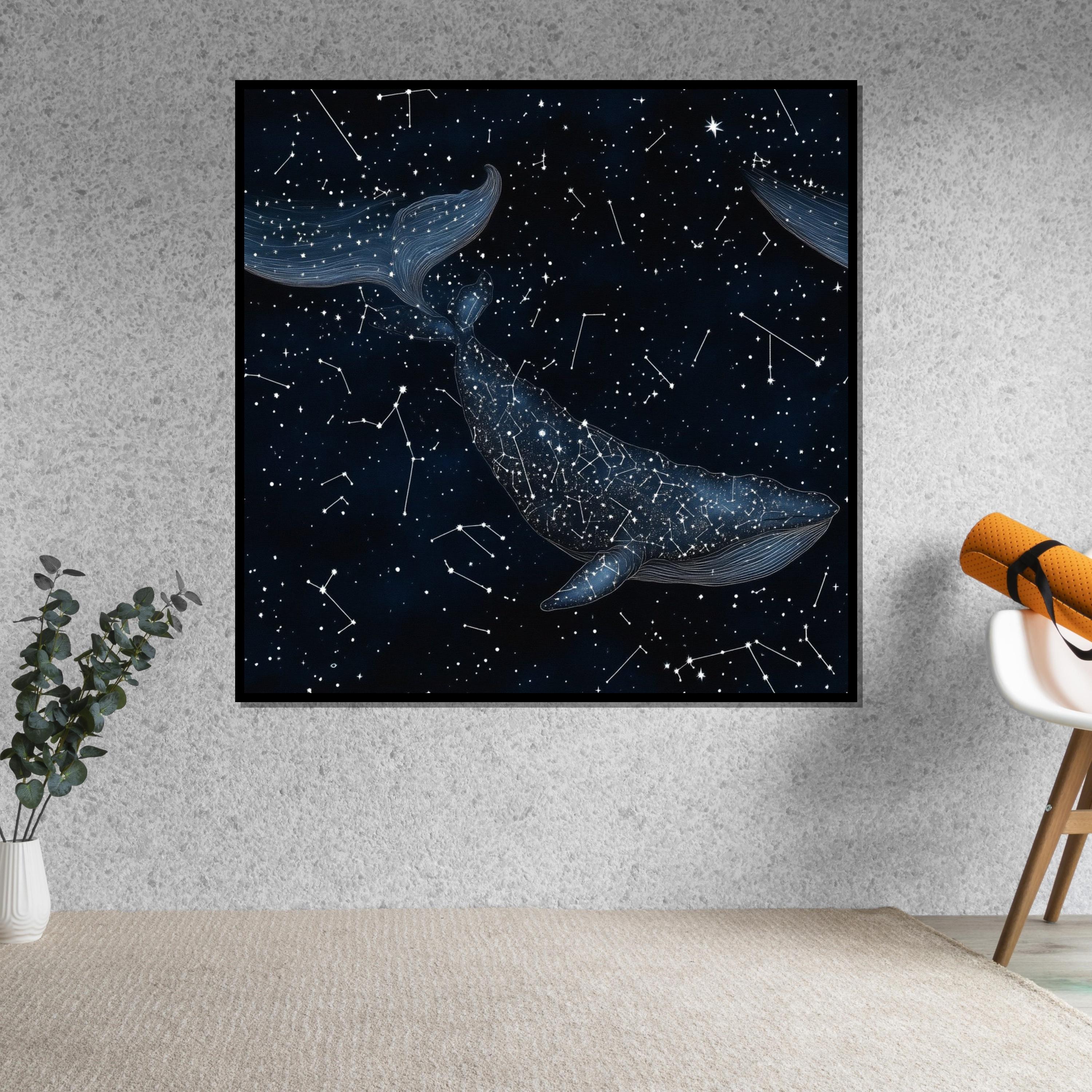 Celestial Whale Canvas, Starry Night Whale Art, Constellation Wall Print, Space Ocean Poster, Wall Art Canvas Design, Ready To Hang