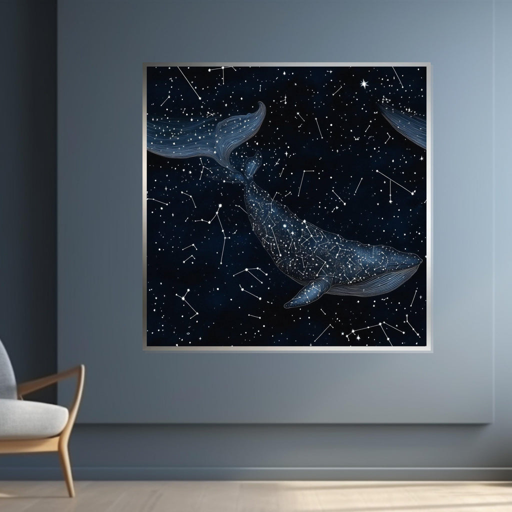 Celestial Whale Canvas, Starry Night Whale Art, Constellation Wall Print, Space Ocean Poster, Wall Art Canvas Design, Ready To Hang