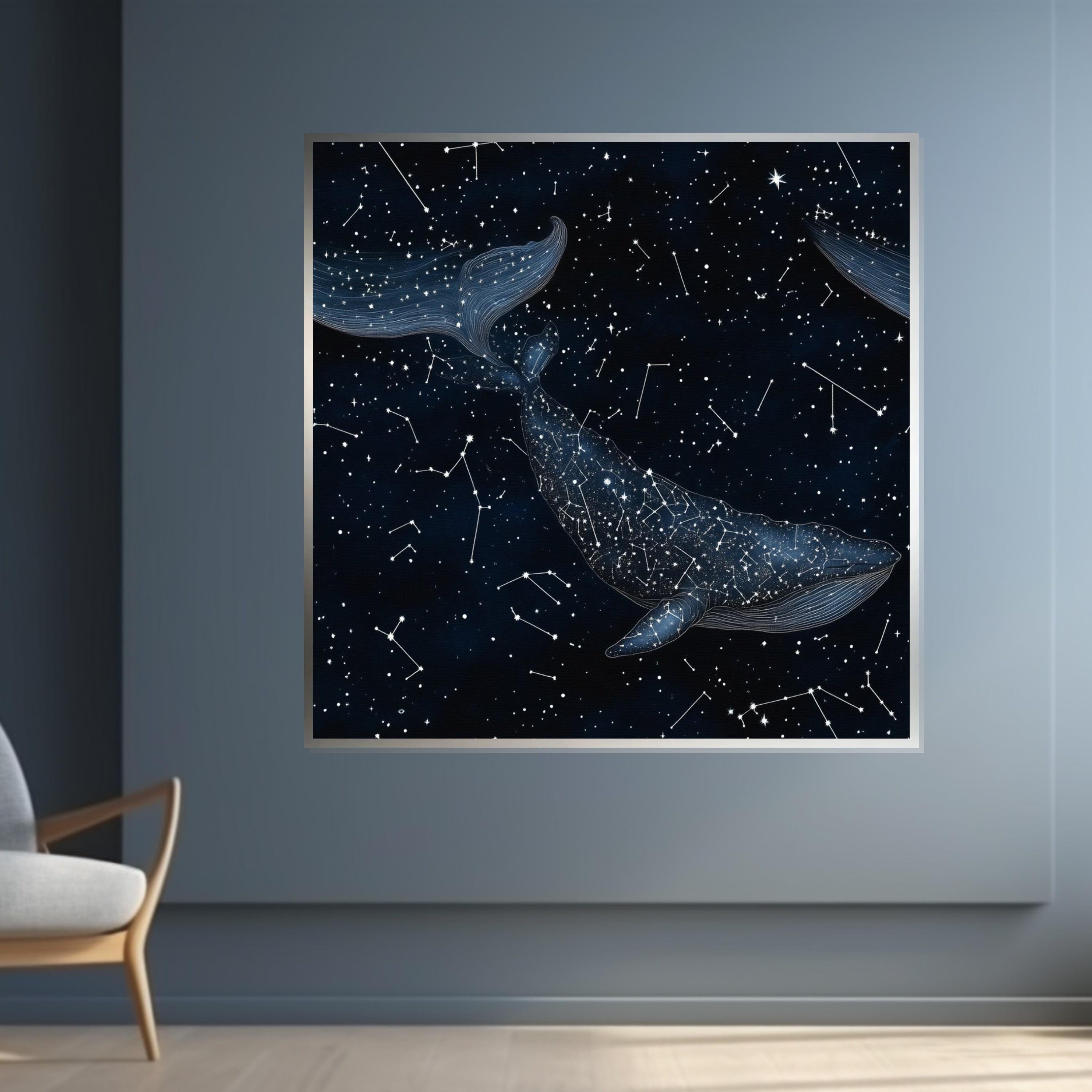 Celestial Whale Canvas, Starry Night Whale Art, Constellation Wall Print, Space Ocean Poster, Wall Art Canvas Design, Ready To Hang