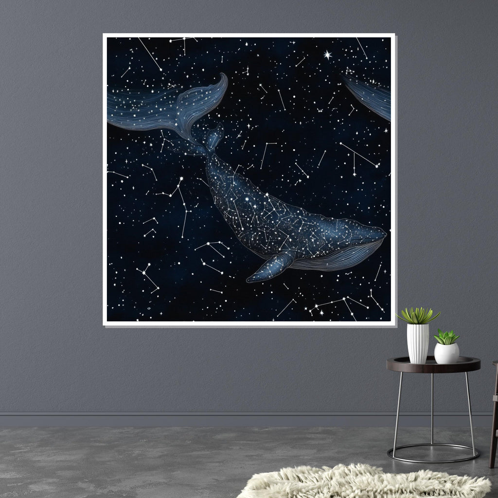 Celestial Whale Canvas, Starry Night Whale Art, Constellation Wall Print, Space Ocean Poster, Wall Art Canvas Design, Ready To Hang