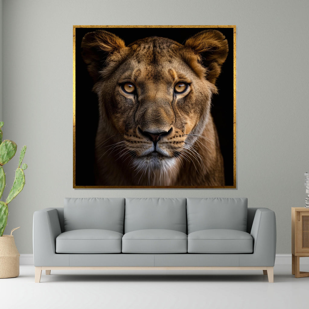 Lion Canvas Art, Majestic Lioness Wall Print, Wildlife Canvas, Animal Wall Art Design, Bold Lioness Portrait, Ready to Hang Decoration