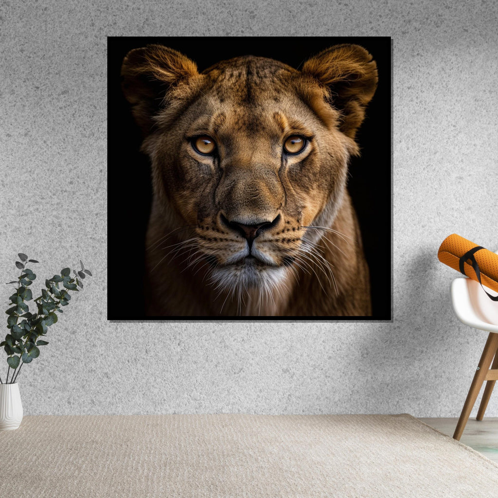 Lion Canvas Art, Majestic Lioness Wall Print, Wildlife Canvas, Animal Wall Art Design, Bold Lioness Portrait, Ready to Hang Decoration