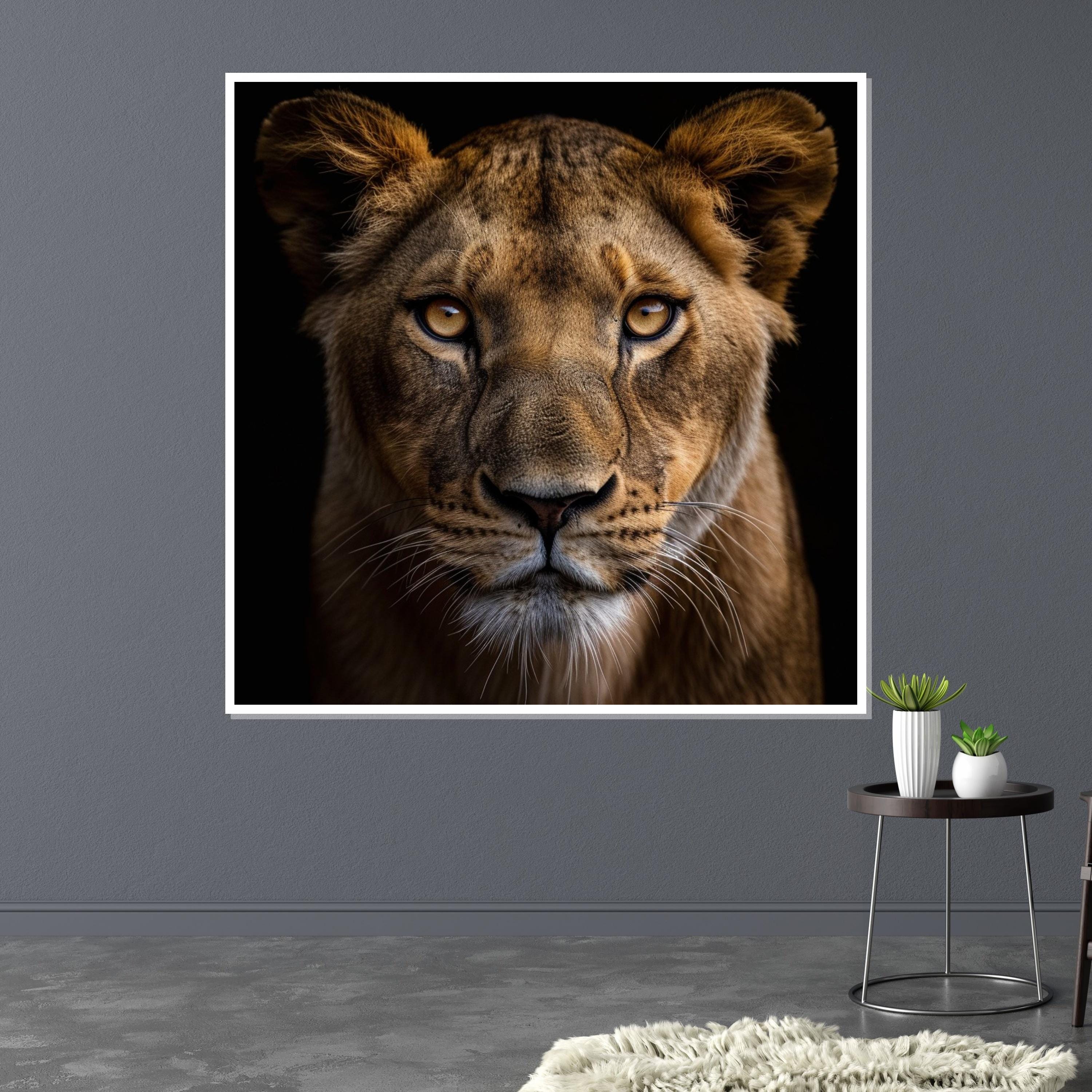 Lion Canvas Art, Majestic Lioness Wall Print, Wildlife Canvas, Animal Wall Art Design, Bold Lioness Portrait, Ready to Hang Decoration