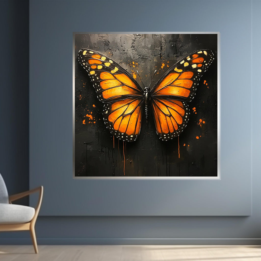 Orange Monarch Butterfly Canvas, Butterfly Wall Art, Monarch Poster, Wall Art Canvas Design, Ready to Hang Decoration
