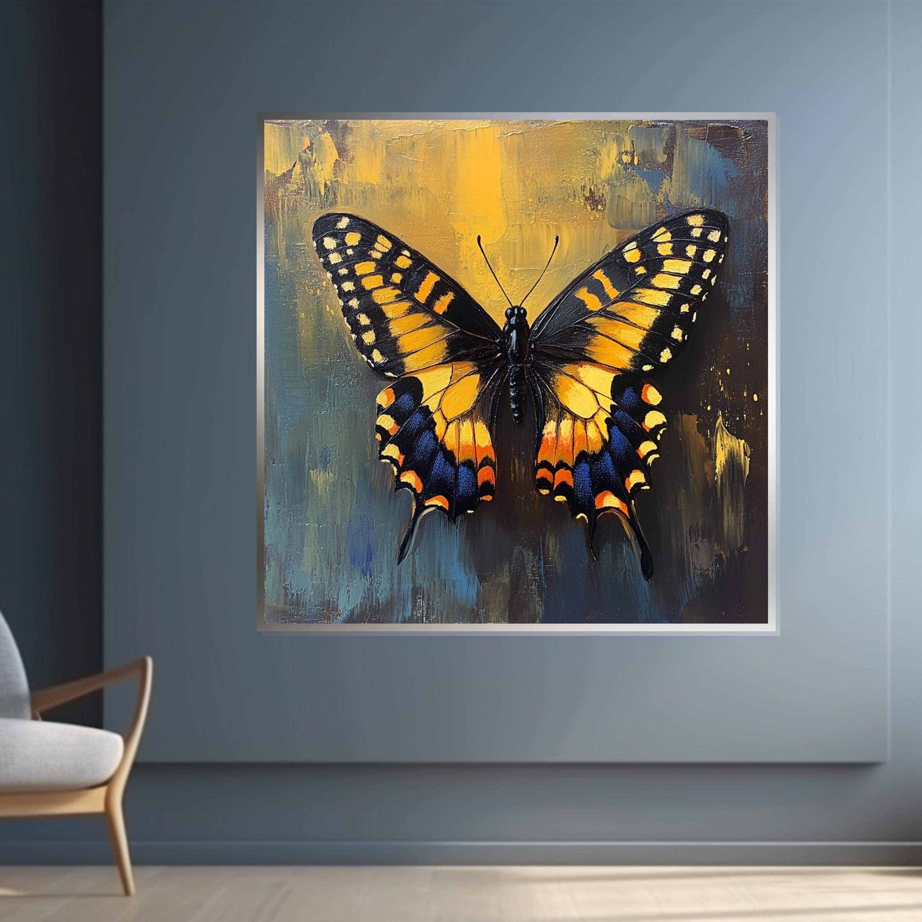 Butterfly Canvas Art, Yellow and Black Butterfly Wall Print, Nature Art Canvas, Wall Art Canvas Design, Ready to Hang Decoration