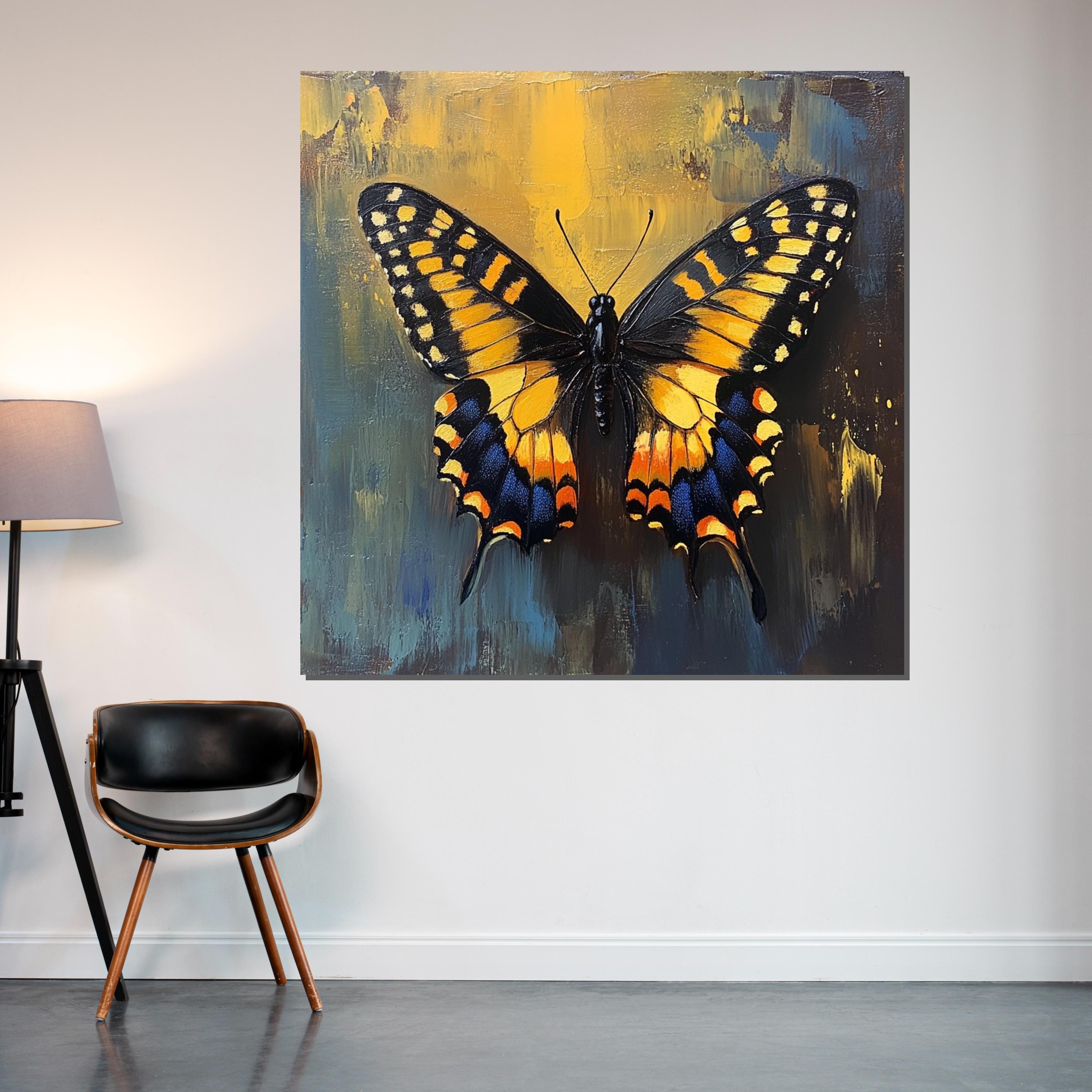 Butterfly Canvas Art, Yellow and Black Butterfly Wall Print, Nature Art Canvas, Wall Art Canvas Design, Ready to Hang Decoration