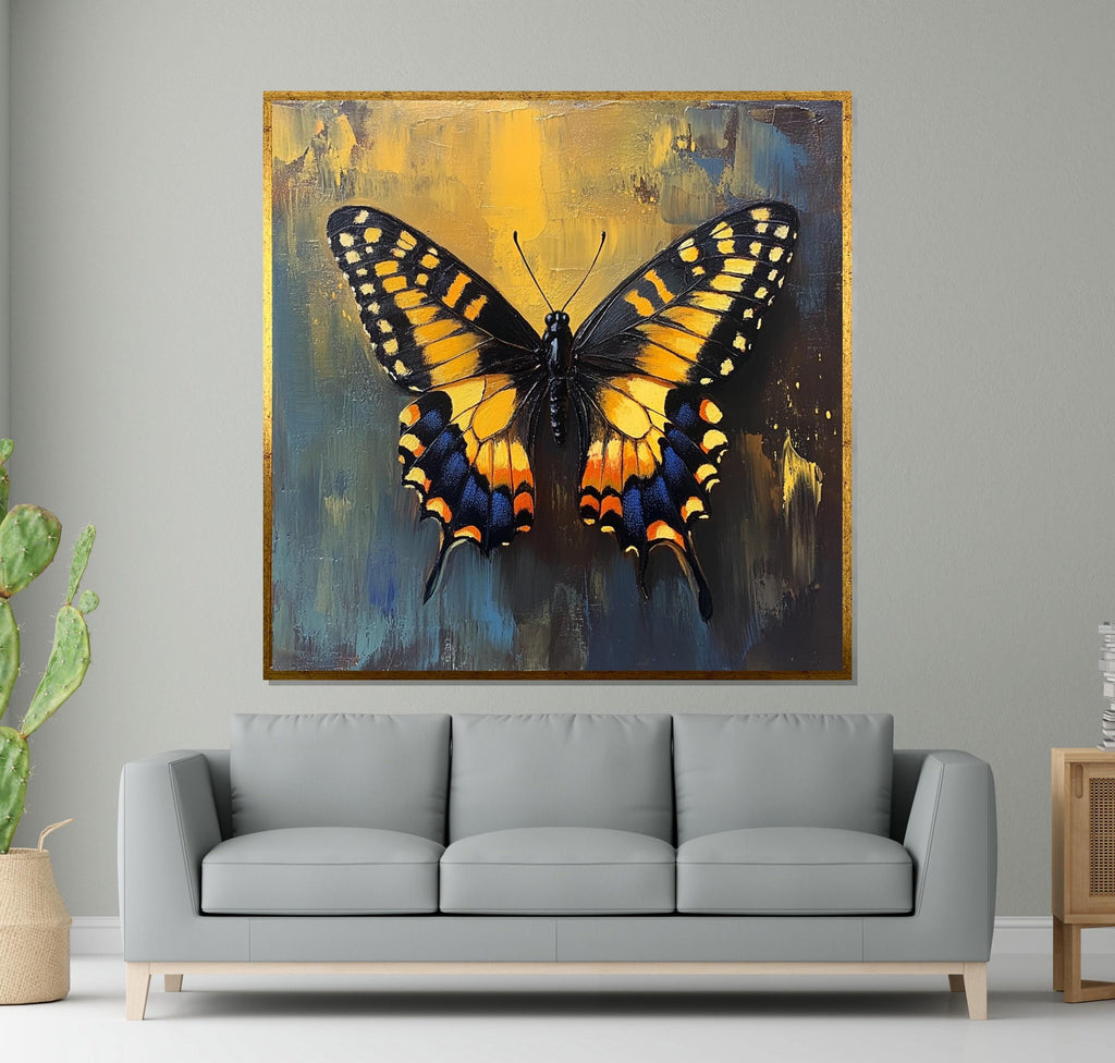 Butterfly Canvas Art, Yellow and Black Butterfly Wall Print, Nature Art Canvas, Wall Art Canvas Design, Ready to Hang Decoration