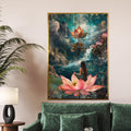 Mystical Lotus Meditation, Lotus Canvas Art, Serene Wall Art, Nature Zen Poster, Canvas Wall Design, Ready to Hang Decoration