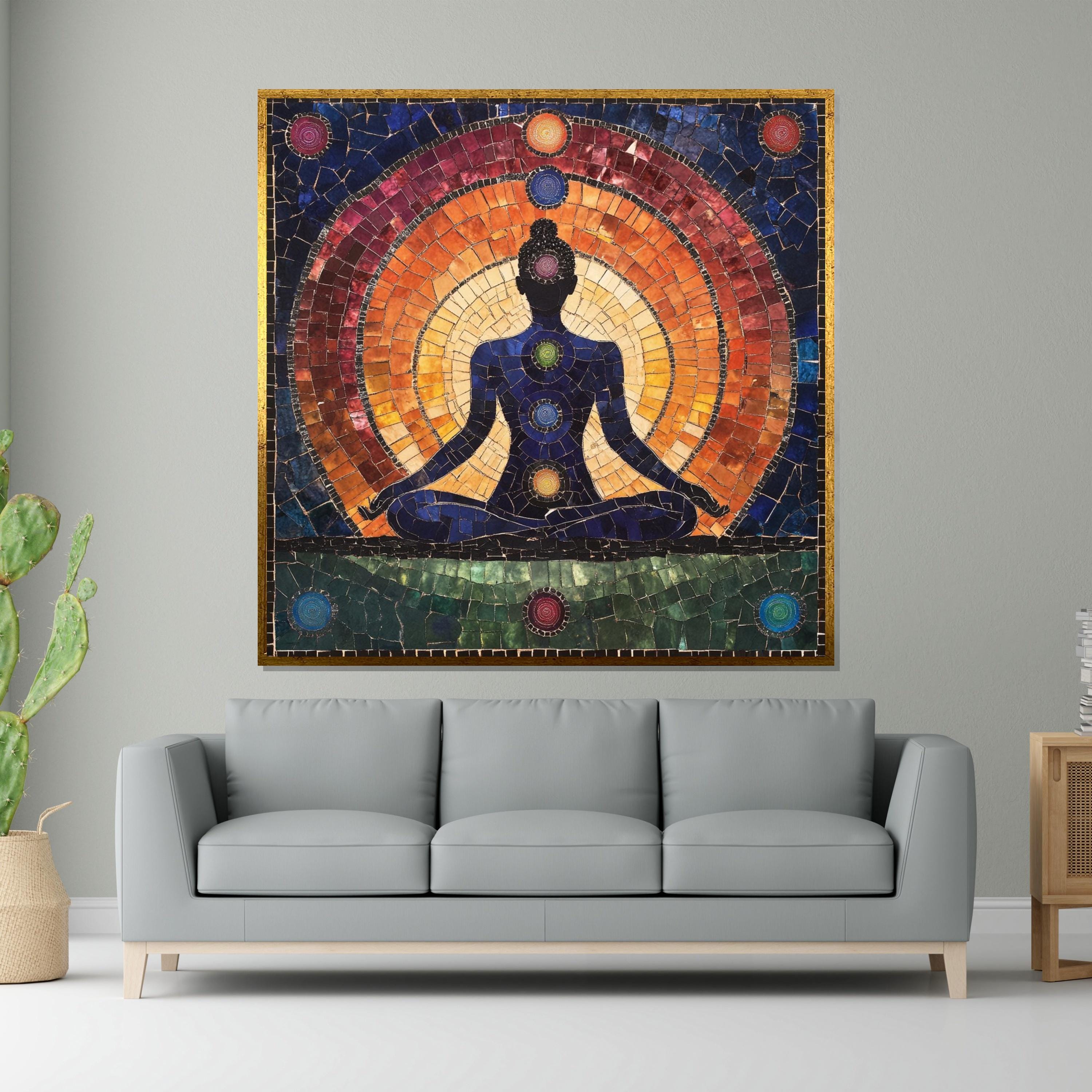 Chakra Meditation Canvas, Spiritual Wall Art, Yoga Art Print, Chakra Poster, Wall Art Canvas Design, Ready to Hang Decoration