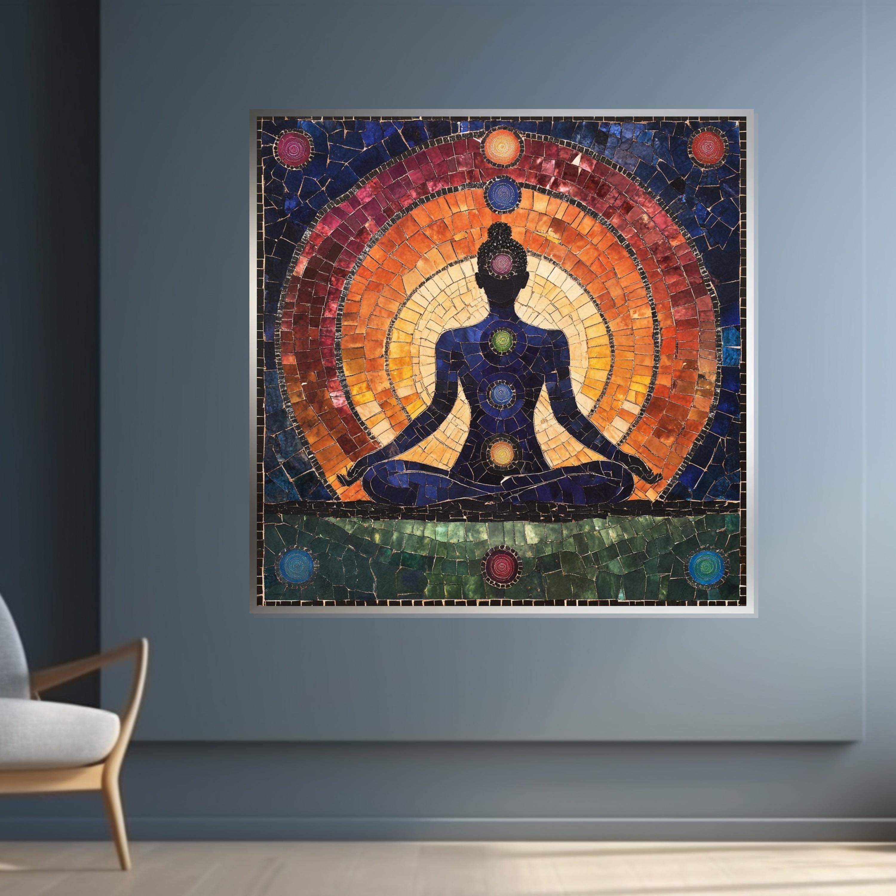 Chakra Meditation Canvas, Spiritual Wall Art, Yoga Art Print, Chakra Poster, Wall Art Canvas Design, Ready to Hang Decoration
