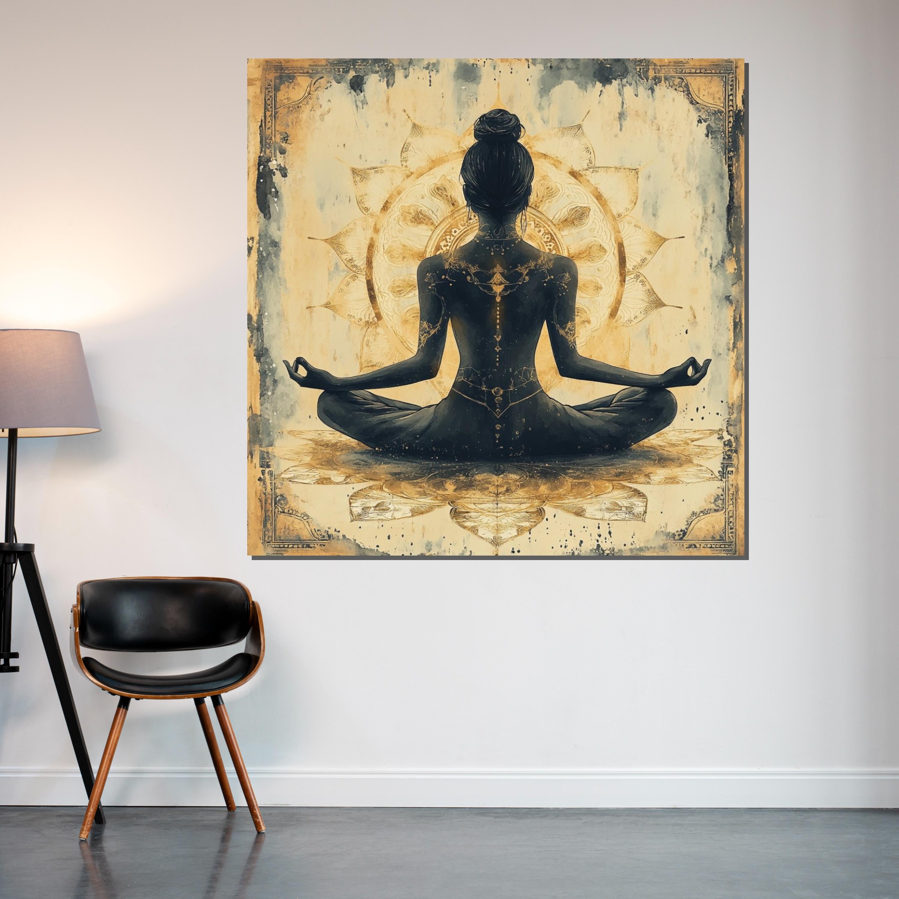 Meditative Lotus, Yoga Art Canvas, Spiritual Wall Art, Mandala Meditation Print, Zen Decor, Wall Art Canvas Design, Ready To Hang