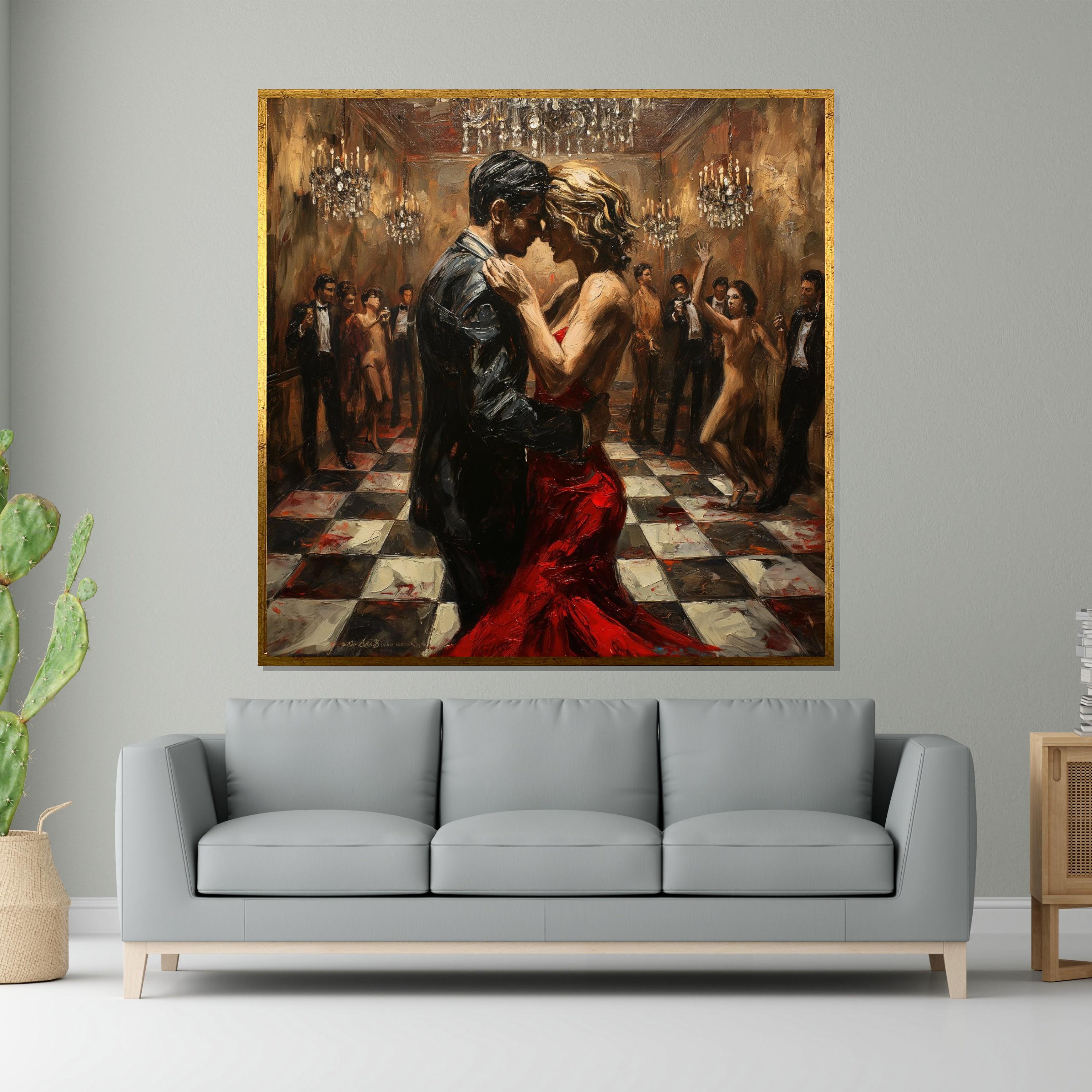 Tango Passion Canvas Art, Elegant Dance Painting, Ballroom Wall Art, Romantic Wall Print, Wall Art Canvas Design, Ready to Hang Decor
