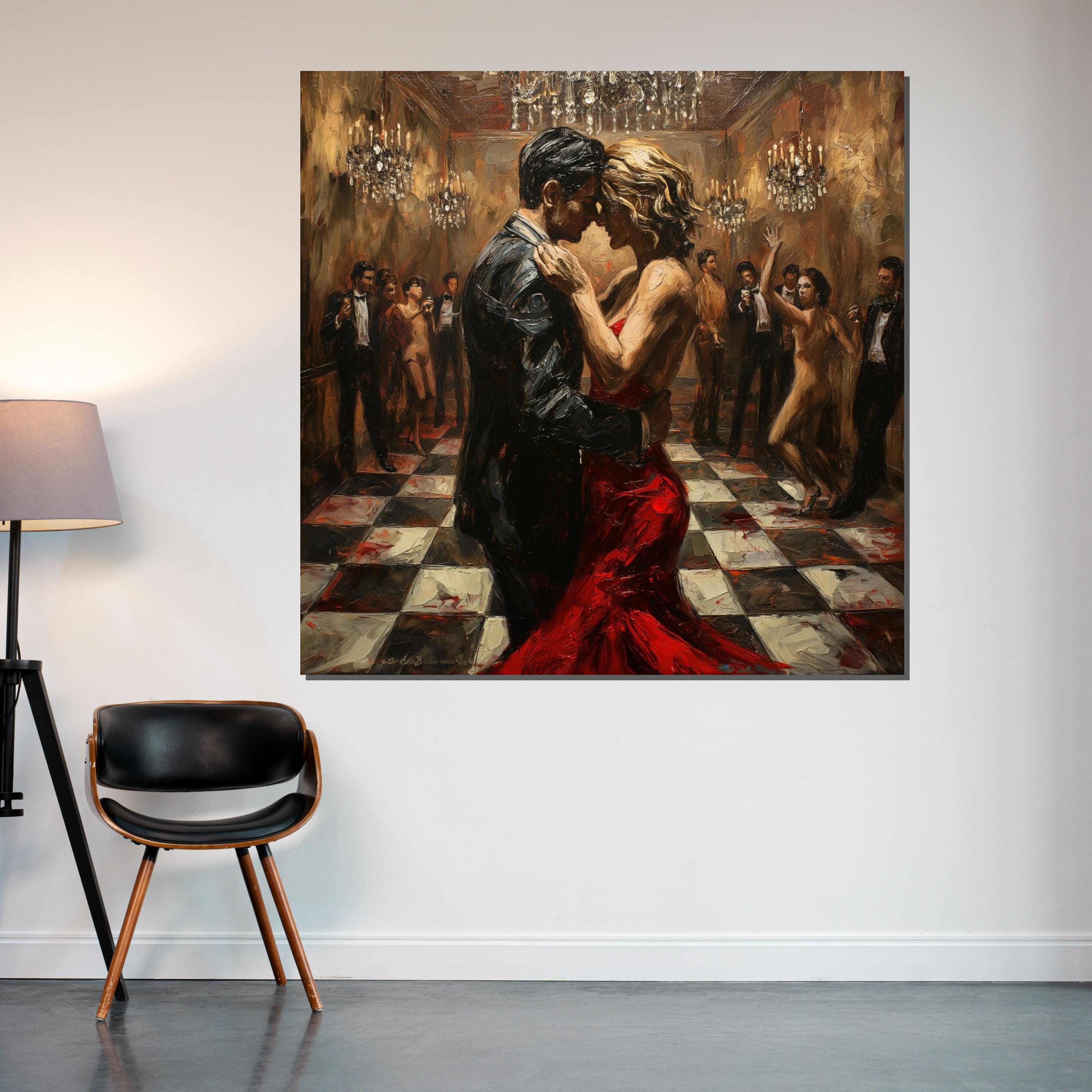 Tango Passion Canvas Art, Elegant Dance Painting, Ballroom Wall Art, Romantic Wall Print, Wall Art Canvas Design, Ready to Hang Decor
